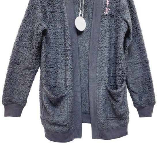 Lacey Chabert Collection Womens Black Fuzzy Open Cardigan With Pockets Size XS - Picture 8 of 11